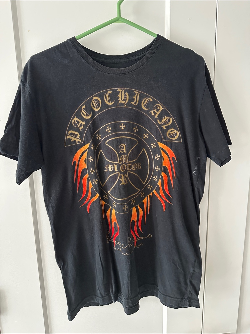Christian Audigier Vintage Black Graphic Flame Crest Tee - Size M